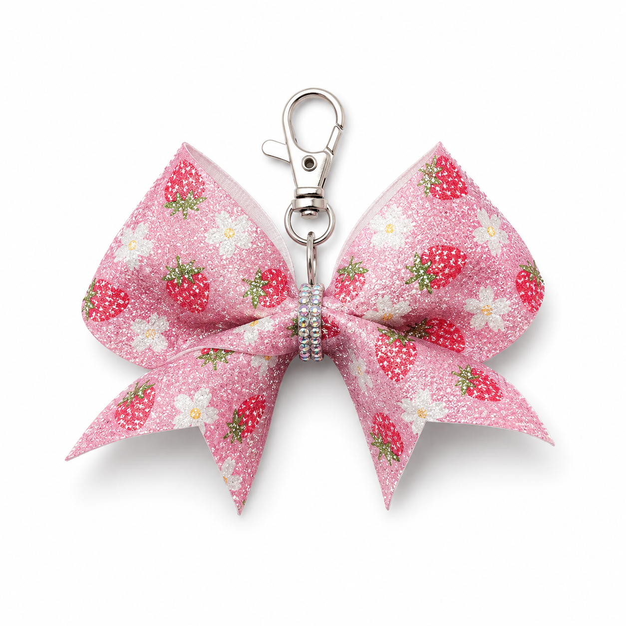 Strawberry Floral Keychain Bow