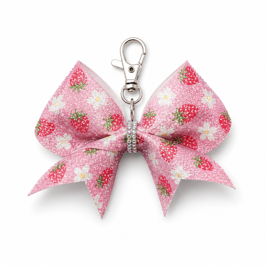 Strawberry Floral Keychain Bow