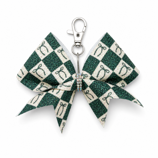 Checkered Coquette Keychain Bow