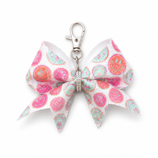 Smiley Vibes Keychain Bow